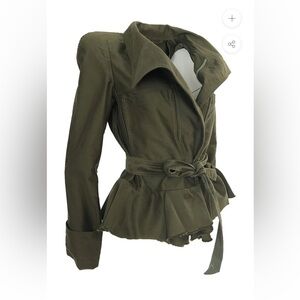 Fall 2014 Isabel Marant Runway Flared Hip Khaki Tie Waist Jacket